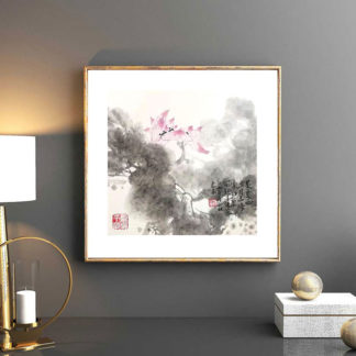 lotos lotus Malerei painting Tusche ink Heim Home Deko deco art Kunst wall Wand Office Büro