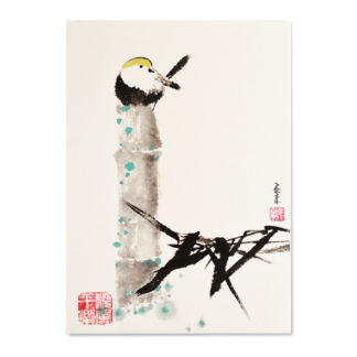 Postkarte Vogel Bambus Bamboo bird postcard