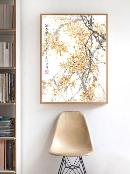 Blumen zeichnung flower painting sumie painting sumie painting Tuschemalerei wall decoration Zeichnung 水墨 迎春花 Forsythie winterjasmin