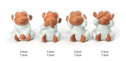 Keramik Affe monkey blau braun dekoration Geschenk gift sehen hören sagen bewegen