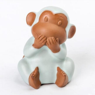 Keramik Affe monkey blau braun dekoration Geschenk gift sehen hören sagen bewegen