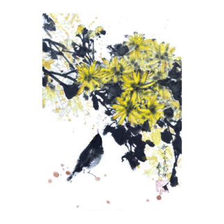 Chrysantheme chrysanthemum daisy Tusche Malerei Sumi-e painting chinesische japanische Kunstpostkarten