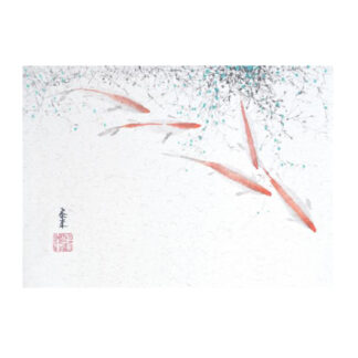 Postkarte Fisch Tusche Malerei Sumi-e painting chinesische japanische Kunstpostkarten