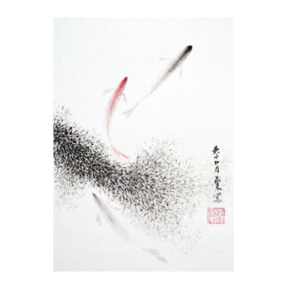 Postkarte Fisch Tusche Malerei Sumi-e painting chinesische japanische Kunstpostkarten
