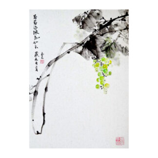 Postkarte grapes Traube wein wine Tusche Malerei Sumi-e painting chinesische japanische Kunstpostkarten