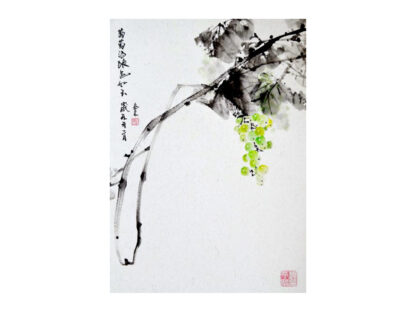 Postkarte grapes Traube wein wine Tusche Malerei Sumi-e painting chinesische japanische Kunstpostkarten