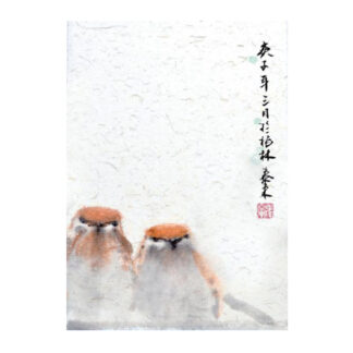 Postkarte Vogel Tusche Malerei Sumi-e painting chinesische japanische zeichnung Kunstpostkarten