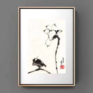 lotus lotos sumie painting chinesische japanische Tusche Malerei janpanises chinese ink painting 荷花