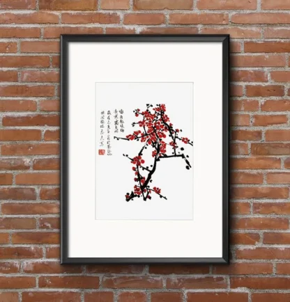 Pflaumen plum tusche malerei sumi-e painting tusche Zeichnen tinte zeichnung wand dekoration wandkunst Büro dekoration wohn decoration blumen zeichnen landscape painting landschaft malerei tier zeichnen