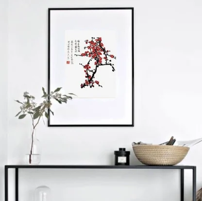Pflaumen plum tusche malerei sumi-e painting tusche Zeichnen tinte zeichnung wand dekoration wandkunst Büro dekoration wohn decoration blumen zeichnen landscape painting landschaft malerei tier zeichnen