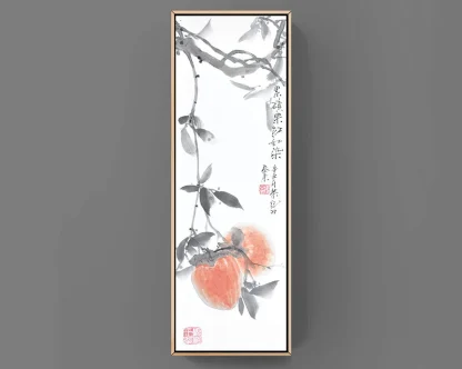 kaki zeichneng Pomegranate painting tusche malerei sumi-e painting tusche Zeichnen tinte zeichnung wand dekoration wandkunst Büro dekoration wohn decoration blumen zeichnen landscape painting landschaft malerei tier zeichnen