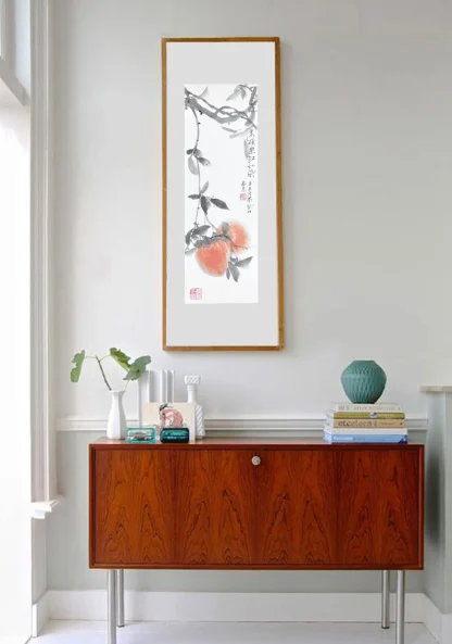 kaki zeichneng Pomegranate painting tusche malerei sumi-e painting tusche Zeichnen tinte zeichnung wand dekoration wandkunst Büro dekoration wohn decoration blumen zeichnen landscape painting landschaft malerei tier zeichnen