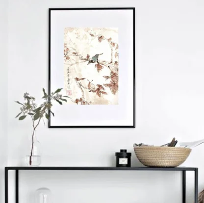 schnecke Vogel zeichneng bird painting tusche malerei sumi-e painting tusche Zeichnen tinte zeichnung wand dekoration wandkunst Büro dekoration wohn decoration blumen zeichnen landscape painting landschaft malerei tier zeichnen
