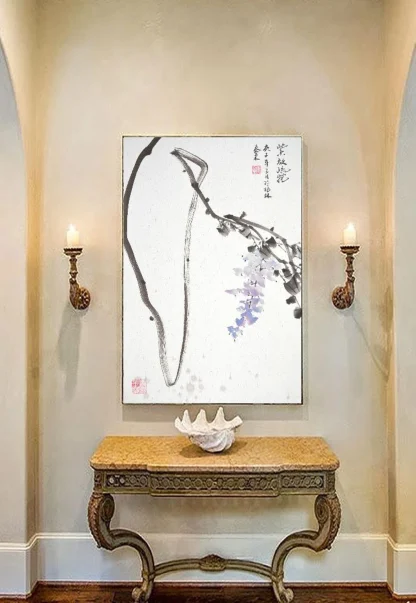 blauer Regen zeichneng wisteria flower painting tusche malerei sumi-e painting tusche Zeichnen tinte zeichnung wand dekoration wandkunst Büro dekoration wohn decoration blumen zeichnen landscape painting landschaft malerei tier zeichnen