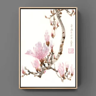 Magnolie flower zeichnen tusche malerei sumi-e painting tusche Zeichnen tinte zeichnung wand dekoration wandkunst Büro dekoration wohn decoration blumen zeichnen landscape painting landschaft malerei tier zeichnen