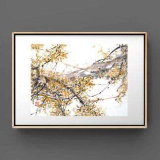 Blumen zeichnung flower painting sumie painting sumie painting Tuschemalerei wall decoration Zeichnung 水墨 迎春花 Forsythie winterjasmin
